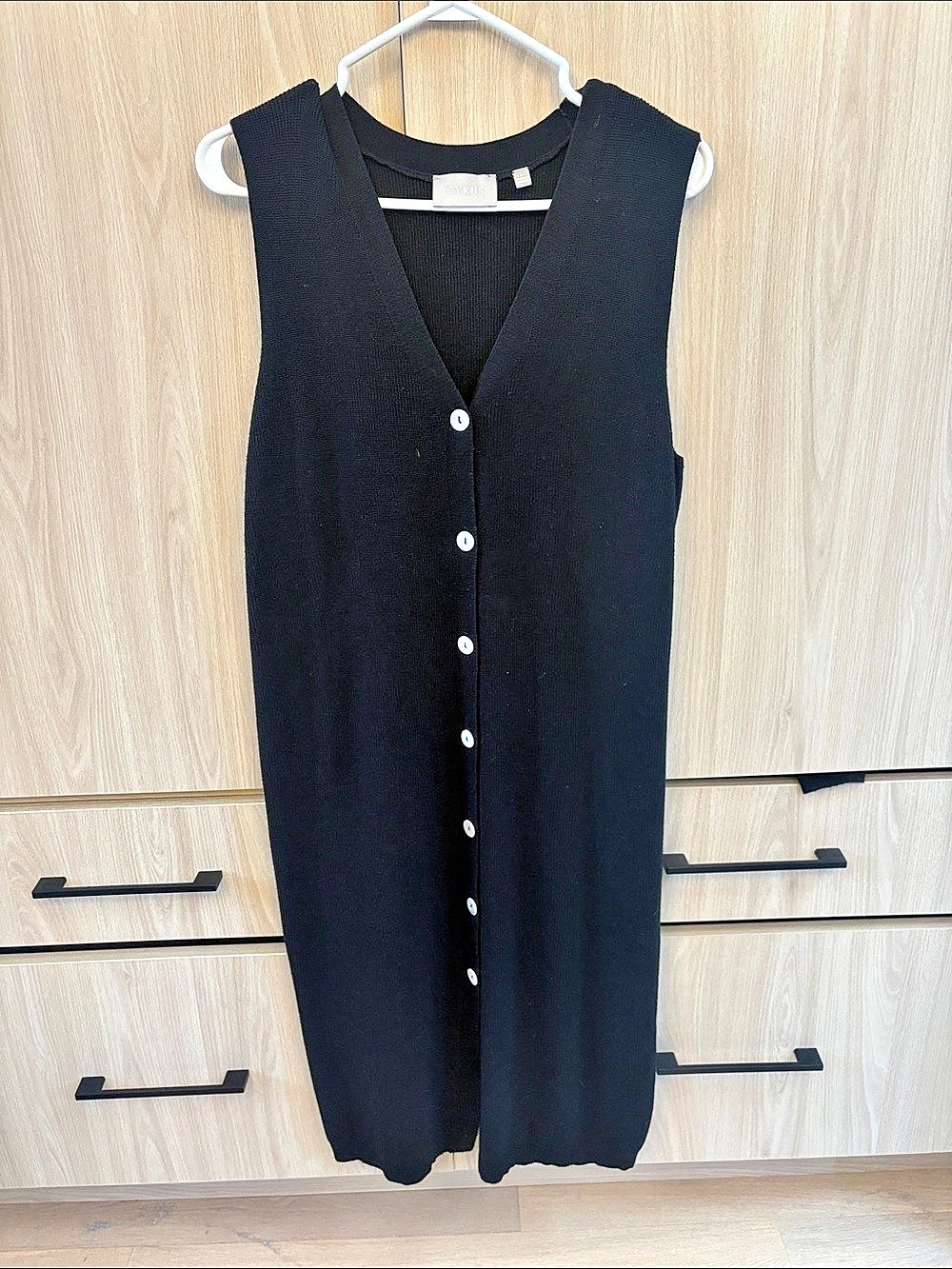 CYRUS Black Button Front Knit Dress Size Large